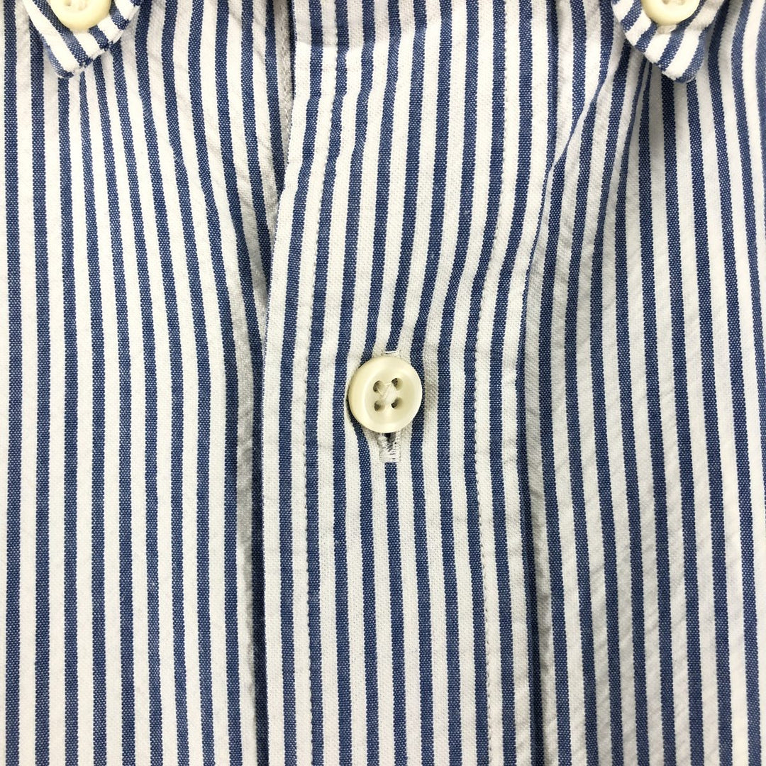 Ralph Lauren Classic Fit Seersucker Short Sleeve Button Down Striped Shirt Men's Size L cotton blue type Vintage Second Hand