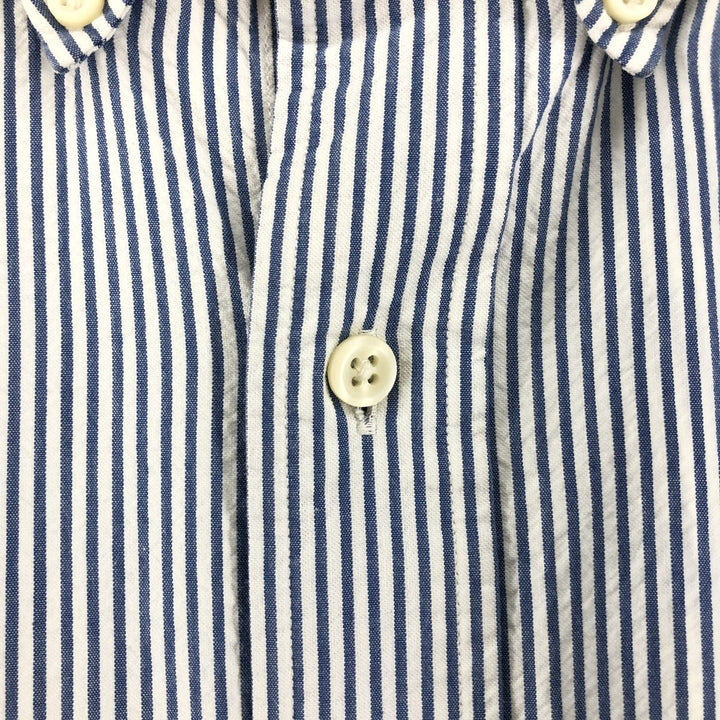 Ralph Lauren Classic Fit Seersucker Short Sleeve Button Down Striped Shirt Men's Size L cotton blue type Vintage Second Hand