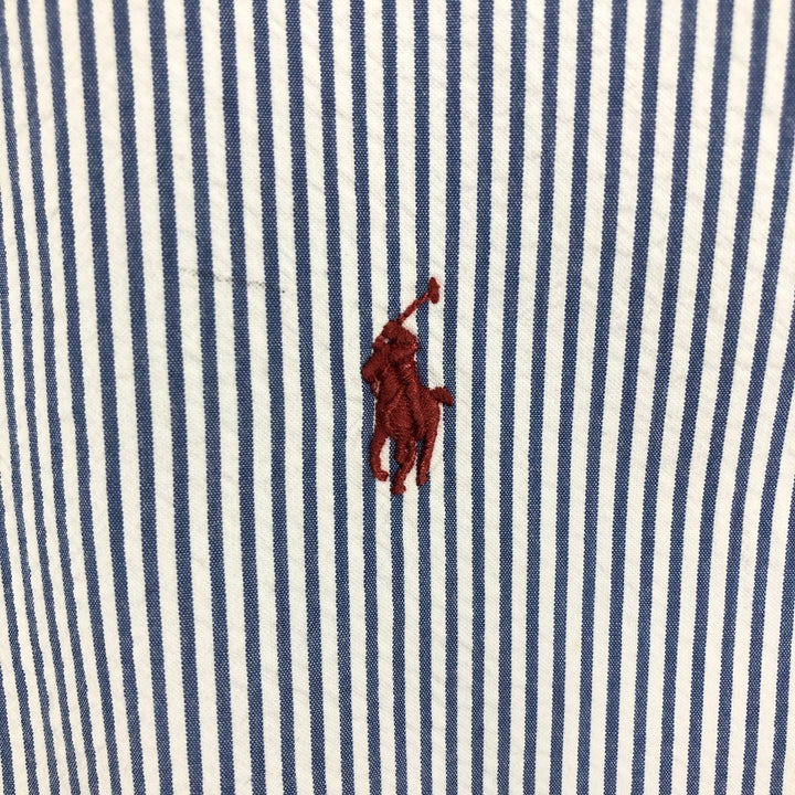 Ralph Lauren Classic Fit Seersucker Short Sleeve Button Down Striped Shirt Men's Size L cotton blue type Vintage Second Hand