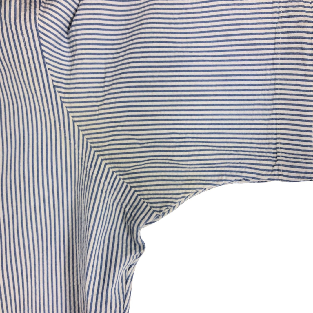 Ralph Lauren Classic Fit Seersucker Short Sleeve Button Down Striped Shirt Men's Size L cotton blue type Vintage Second Hand