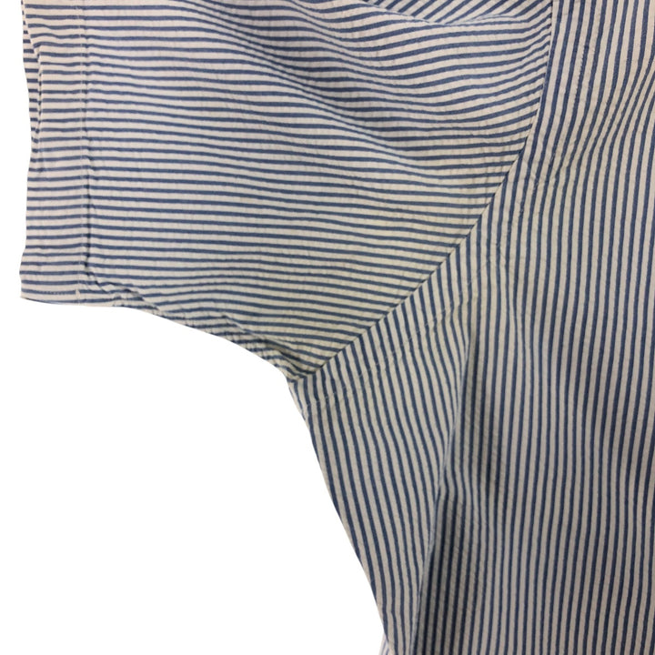 Ralph Lauren Classic Fit Seersucker Short Sleeve Button Down Striped Shirt Men's Size L cotton blue type Vintage Second Hand