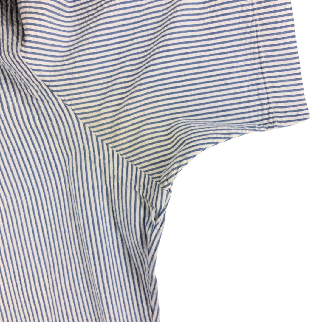 Ralph Lauren Classic Fit Seersucker Short Sleeve Button Down Striped Shirt Men's Size L cotton blue type Vintage Second Hand