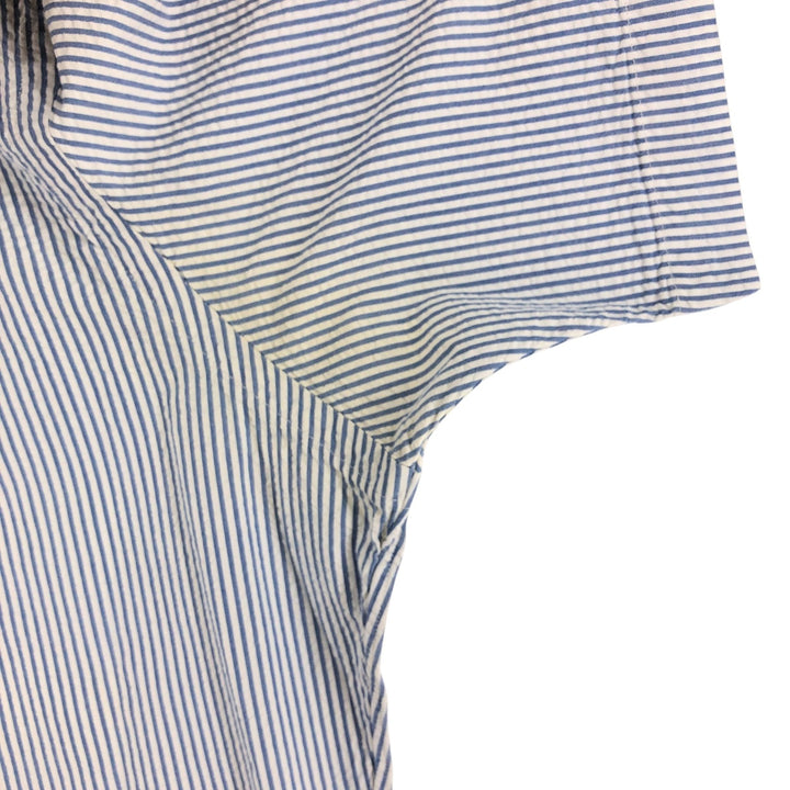 Ralph Lauren Classic Fit Seersucker Short Sleeve Button Down Striped Shirt Men's Size L cotton blue type Vintage Second Hand