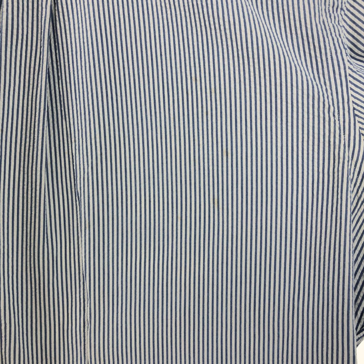 Ralph Lauren Classic Fit Seersucker Short Sleeve Button Down Striped Shirt Men's Size L cotton blue type Vintage Second Hand