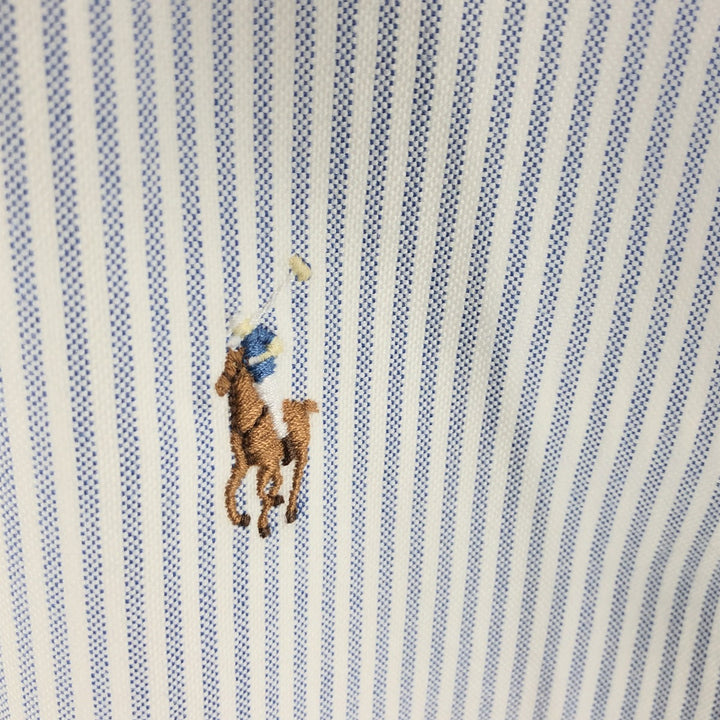 Ralph Lauren Classic Fit short sleeve button down striped shirt, men's size M cotton Blue type light blue Vintage Second Hand