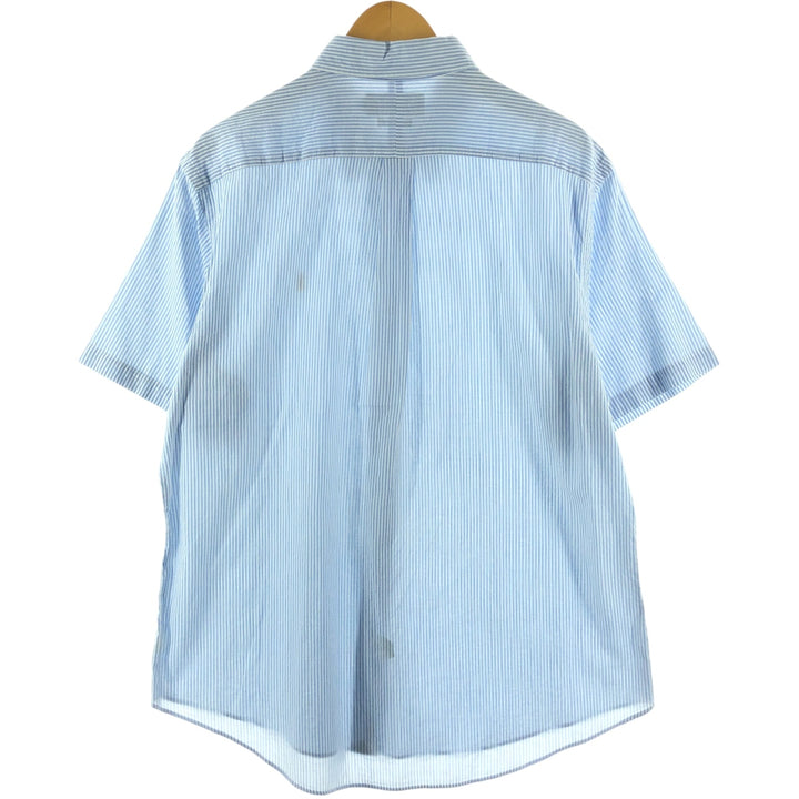 Ralph Lauren CUSTOM FIT short sleeve button down striped shirt men's XL size cotton Blue type light blue Vintage Second Hand