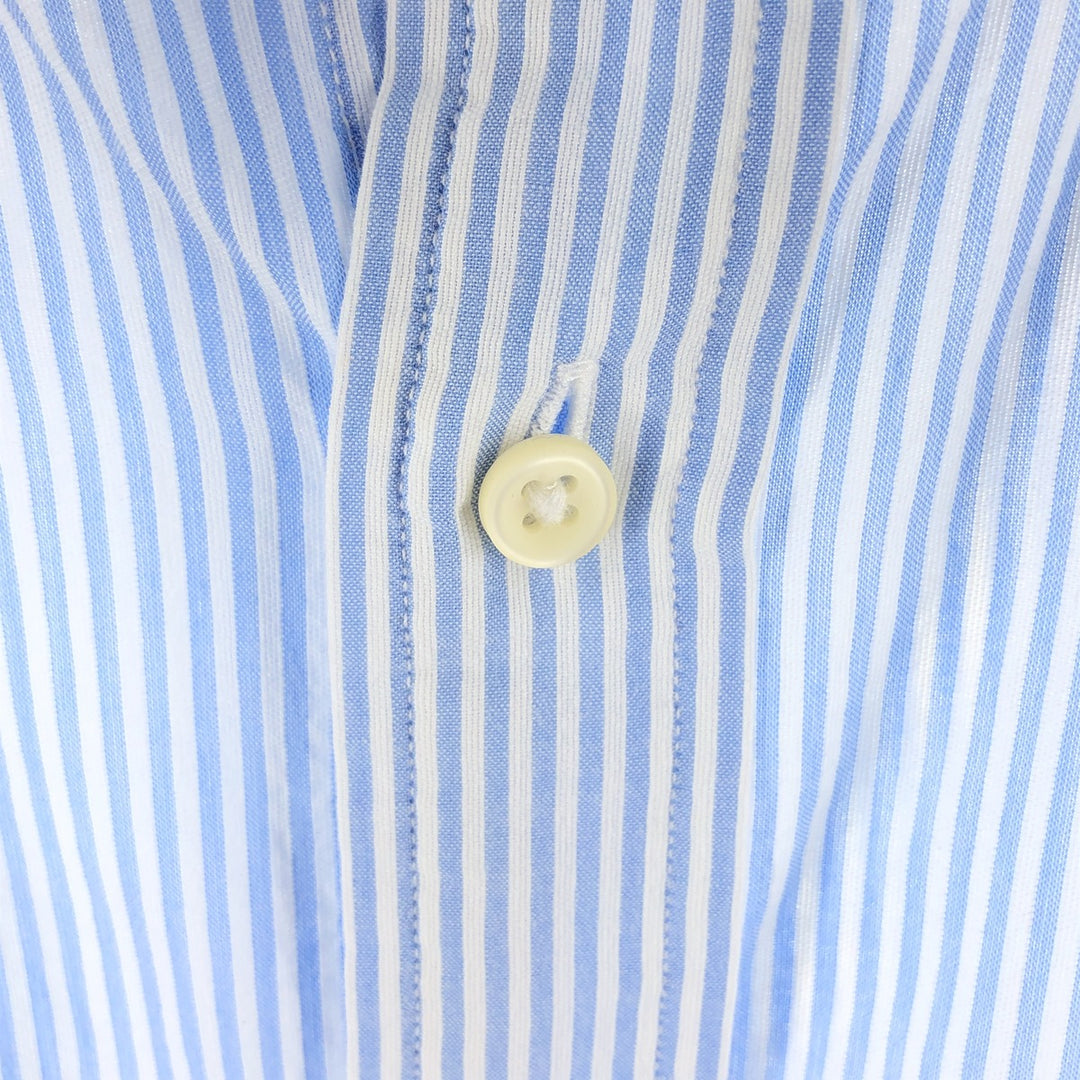 Ralph Lauren CUSTOM FIT short sleeve button down striped shirt men's XL size cotton Blue type light blue Vintage Second Hand