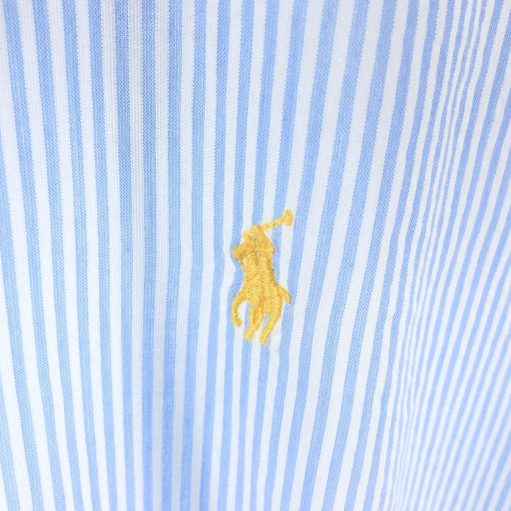 Ralph Lauren CUSTOM FIT short sleeve button down striped shirt men's XL size cotton Blue type light blue Vintage Second Hand