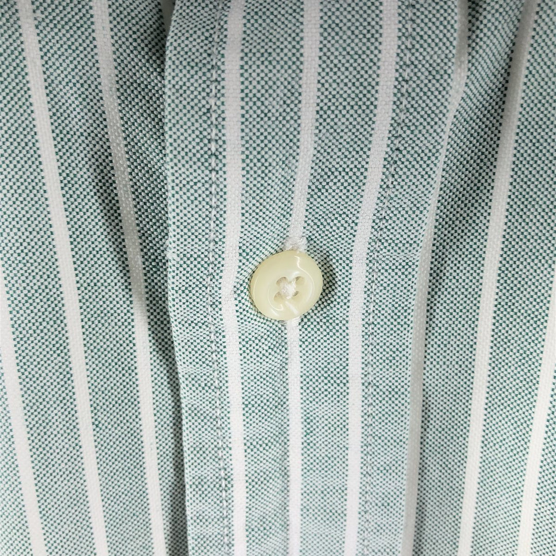 Ralph Lauren CUSTOM FIT short sleeve button down striped shirt men's size L cotton Mint green Vintage Second Hand