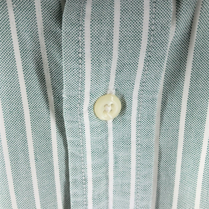 Ralph Lauren CUSTOM FIT short sleeve button down striped shirt men's size L cotton Mint green Vintage Second Hand