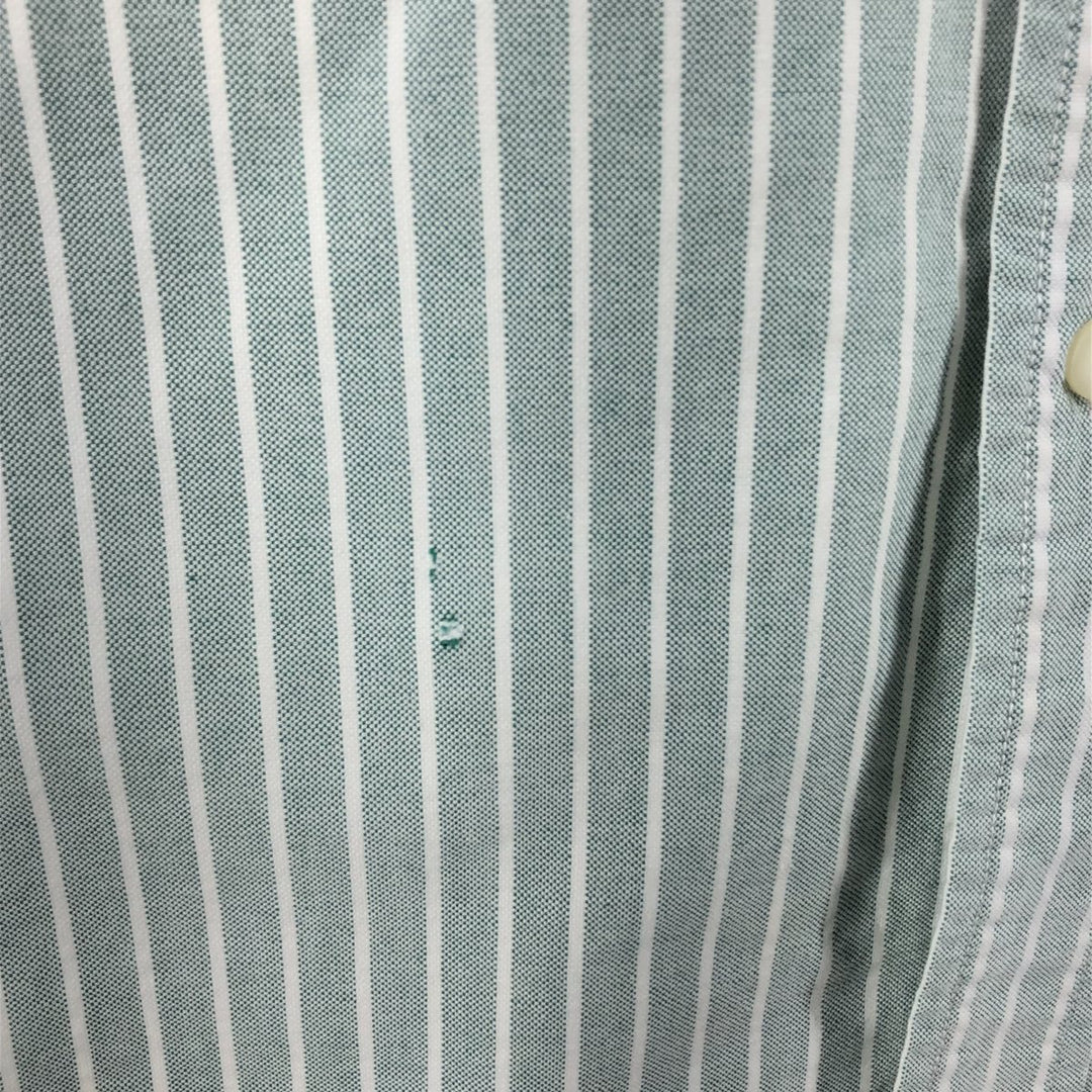 Ralph Lauren CUSTOM FIT short sleeve button down striped shirt men's size L cotton Mint green Vintage Second Hand