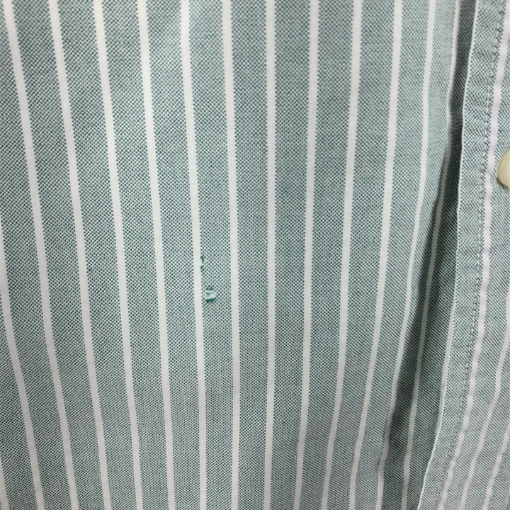 Ralph Lauren CUSTOM FIT short sleeve button down striped shirt men's size L cotton Mint green Vintage Second Hand