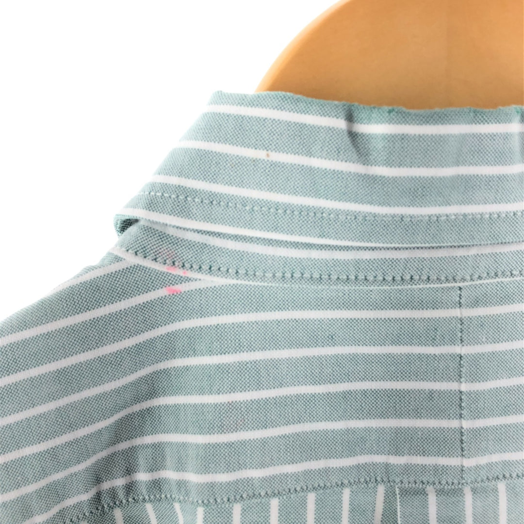 Ralph Lauren CUSTOM FIT short sleeve button down striped shirt men's size L cotton Mint green Vintage Second Hand