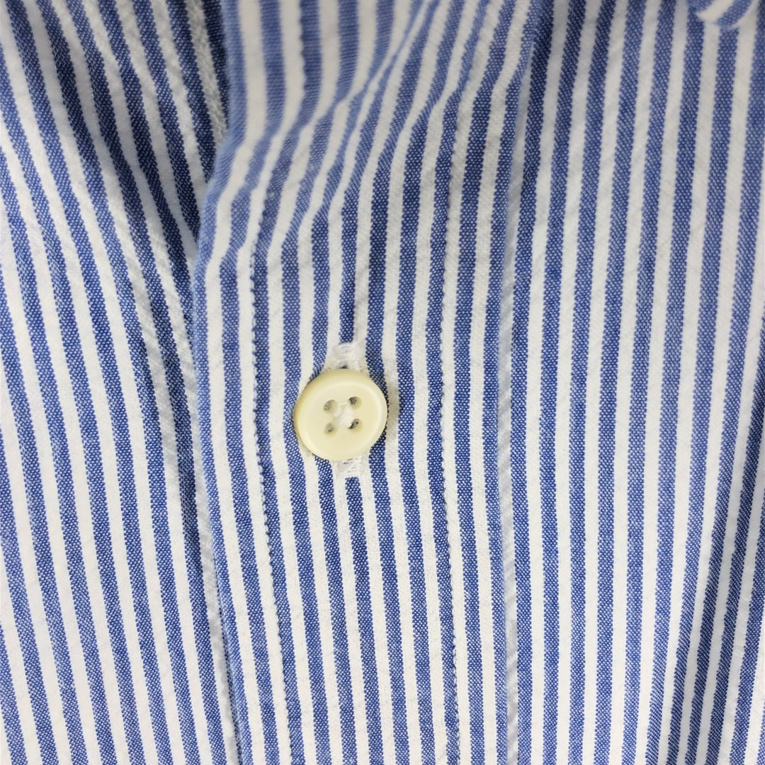 Ralph Lauren Seersucker Short Sleeve Button-Down Striped Shirt Men's M Button-Down cotton blue type Vintage Second Hand