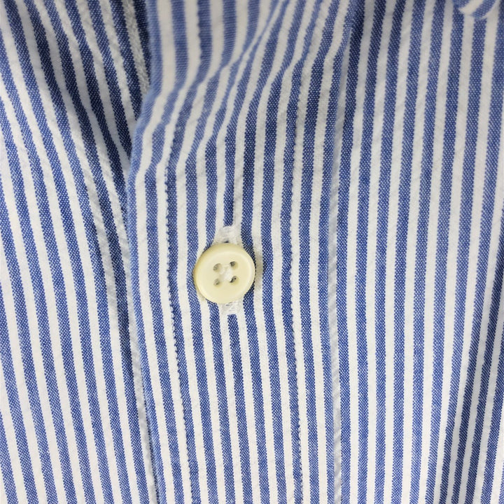 Ralph Lauren Seersucker Short Sleeve Button-Down Striped Shirt Men's M Button-Down cotton blue type Vintage Second Hand