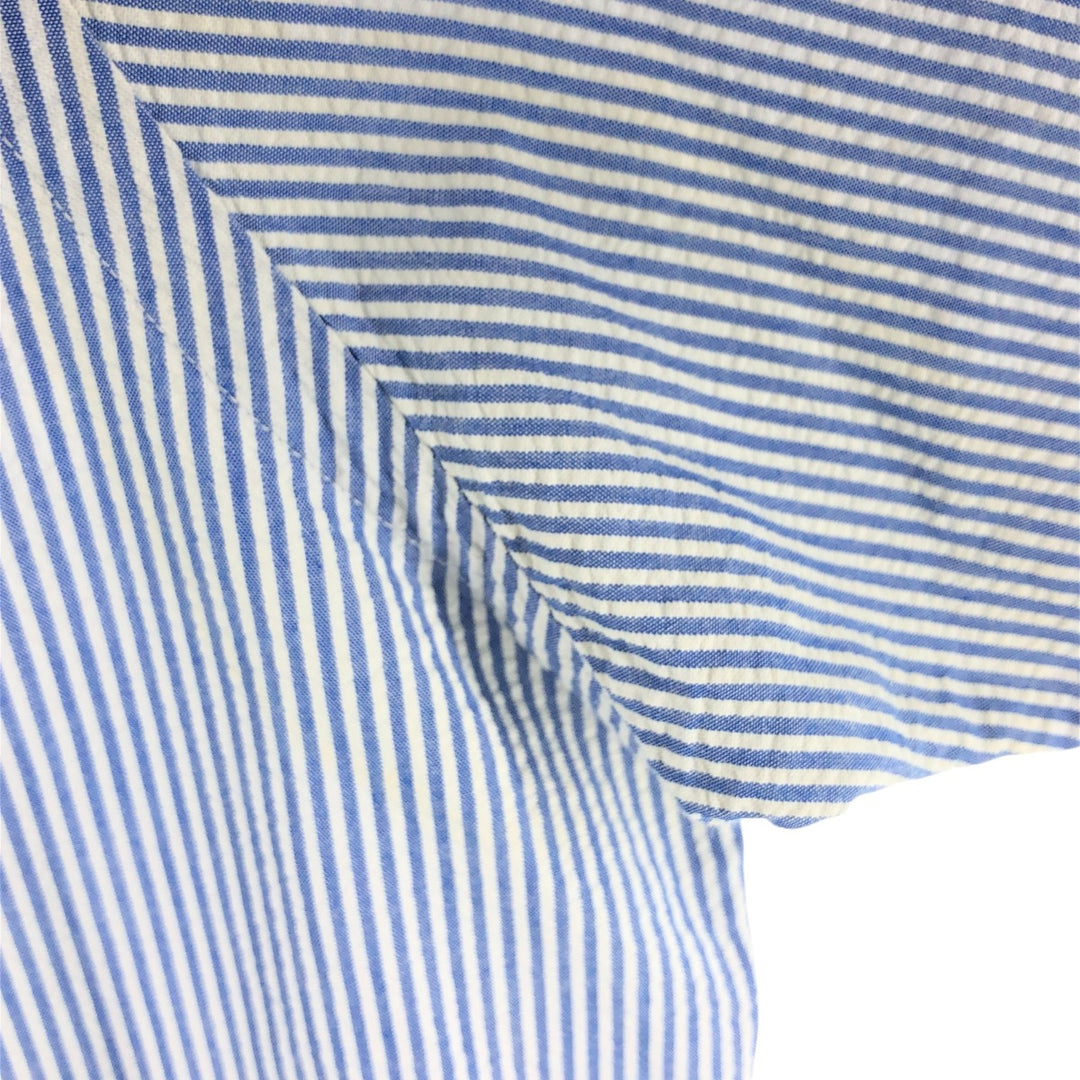 Ralph Lauren Seersucker Short Sleeve Button-Down Striped Shirt Men's M Button-Down cotton blue type Vintage Second Hand