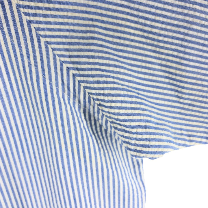 Ralph Lauren Seersucker Short Sleeve Button-Down Striped Shirt Men's M Button-Down cotton blue type Vintage Second Hand