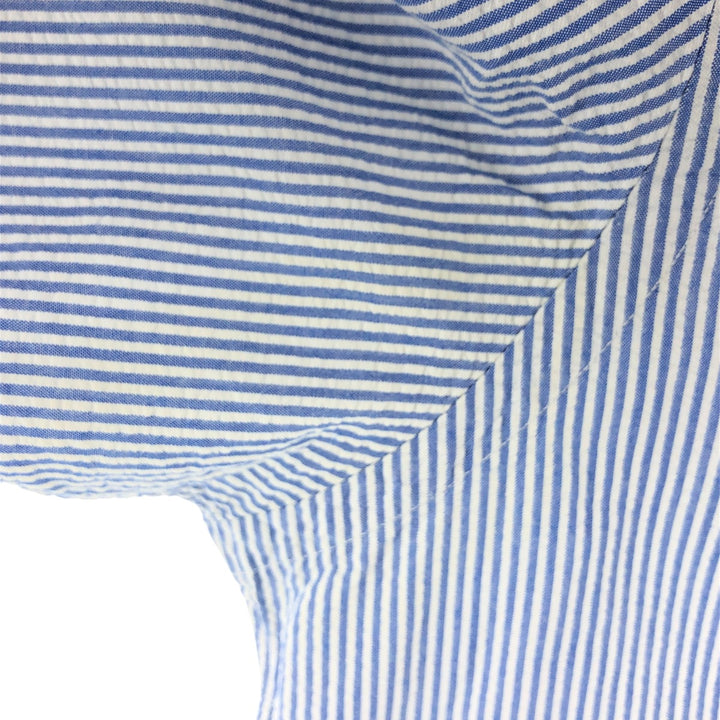 Ralph Lauren Seersucker Short Sleeve Button-Down Striped Shirt Men's M Button-Down cotton blue type Vintage Second Hand
