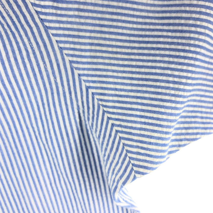 Ralph Lauren Seersucker Short Sleeve Button-Down Striped Shirt Men's M Button-Down cotton blue type Vintage Second Hand
