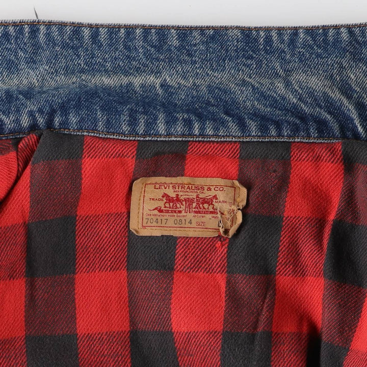 90'S Levi's 70417-0814 denim jacket, denim jacket, made in USA, men's size L, vintage cotton blue type Vintage Second Hand