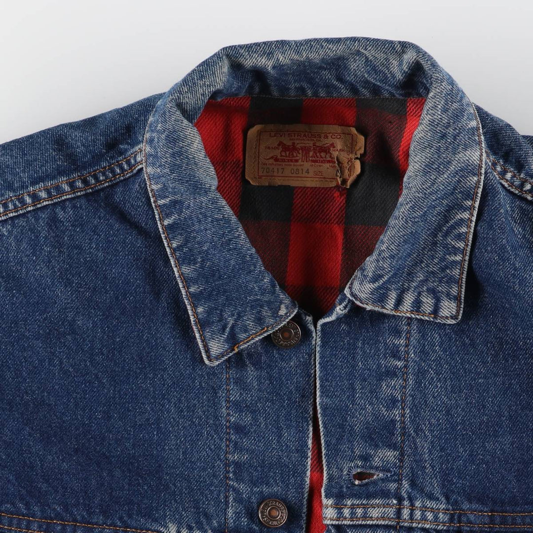90'S Levi's 70417-0814 denim jacket, denim jacket, made in USA, men's size L, vintage cotton blue type Vintage Second Hand