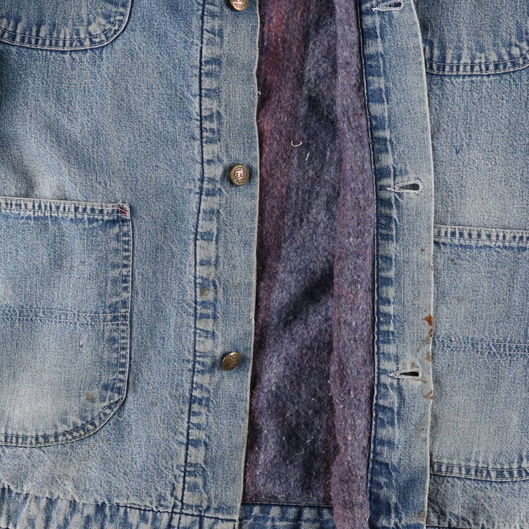 70'S Sears WORK LEISURE denim coveralls, men's XL size, vintage unknown blue type Vintage Second Hand