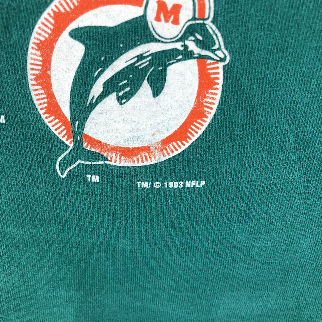 90'S JOSTENS SPORTSWEAR Looney Tunes NFL Miami Dolphins Long Sleeve T-Shirt Made in USA Men's Size L cotton green type Vintage Second Hand