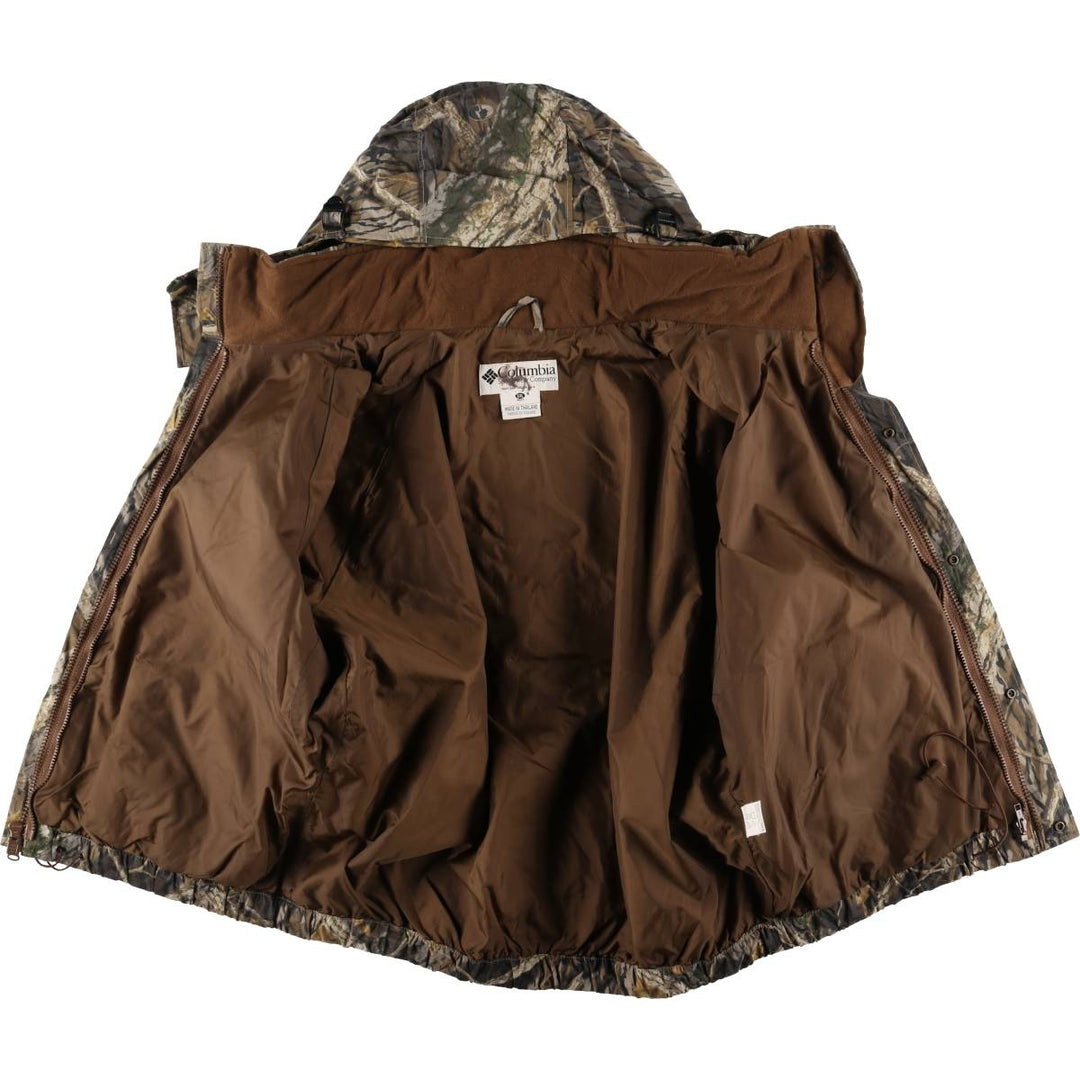 90s~00'S Columbia Camouflage Pattern Real Tree Camo Mountain Parka Shell Jacket Men's XXL Nylon Khaki type Vintage Second Hand