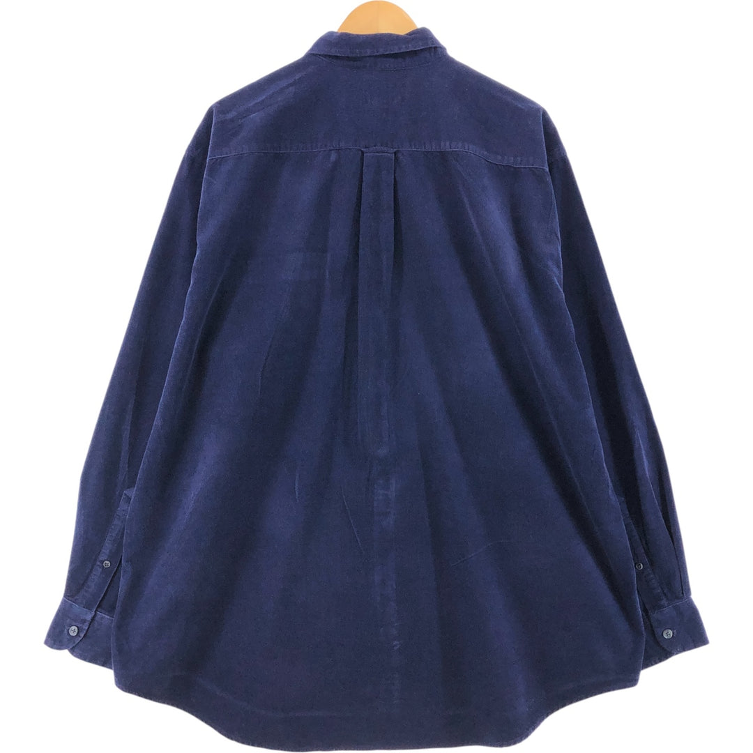 90'S NAUTICA Long Sleeve Button Down Corduroy Shirt Men's XL Vintage cotton navy blue type Vintage Second Hand