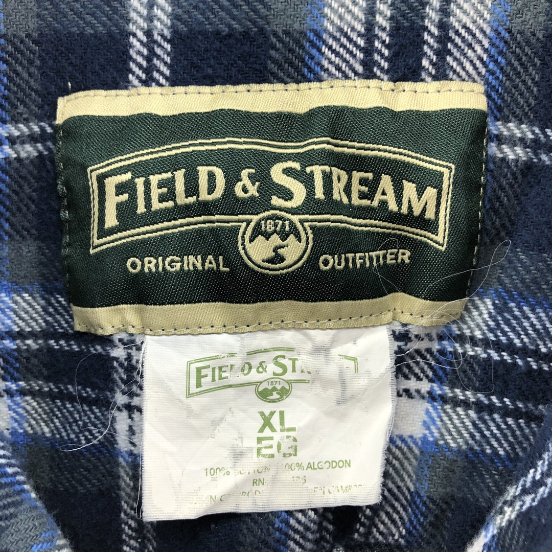 Field & Stream Long Sleeve Flannel Check Shirt, Men's XL cotton Blue type light blue Vintage Second Hand