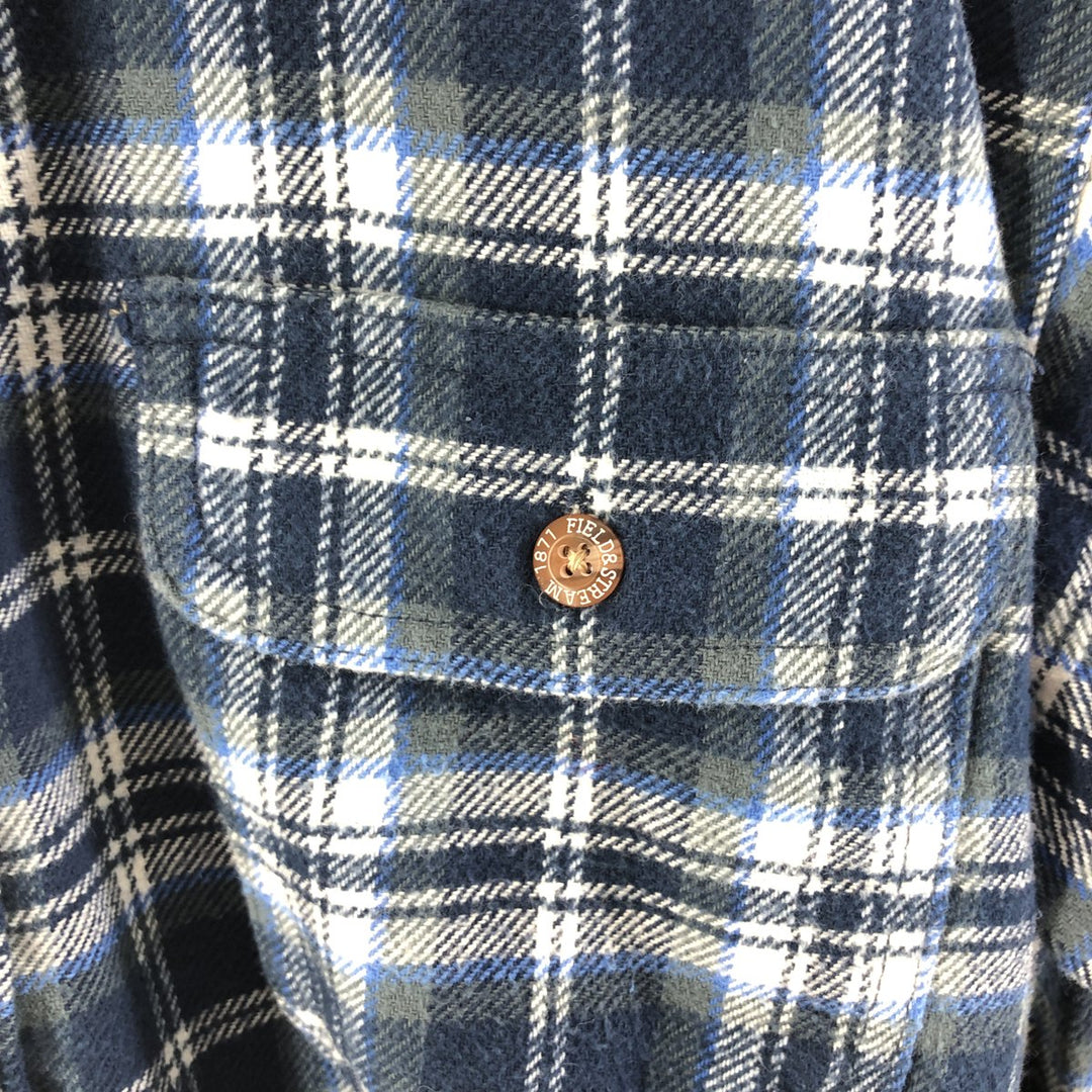 Field & Stream Long Sleeve Flannel Check Shirt, Men's XL cotton Blue type light blue Vintage Second Hand