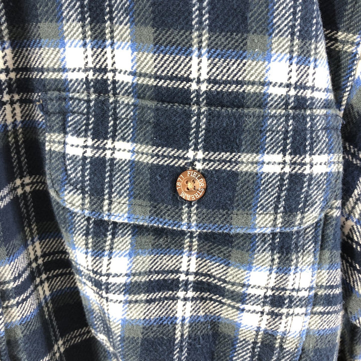 Field & Stream Long Sleeve Flannel Check Shirt, Men's XL cotton Blue type light blue Vintage Second Hand