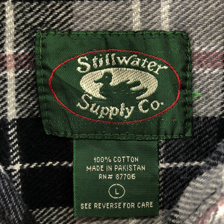 stillwater supply co. long sleeve heavy flannel check shirt men's size L cotton gray type Vintage Second Hand