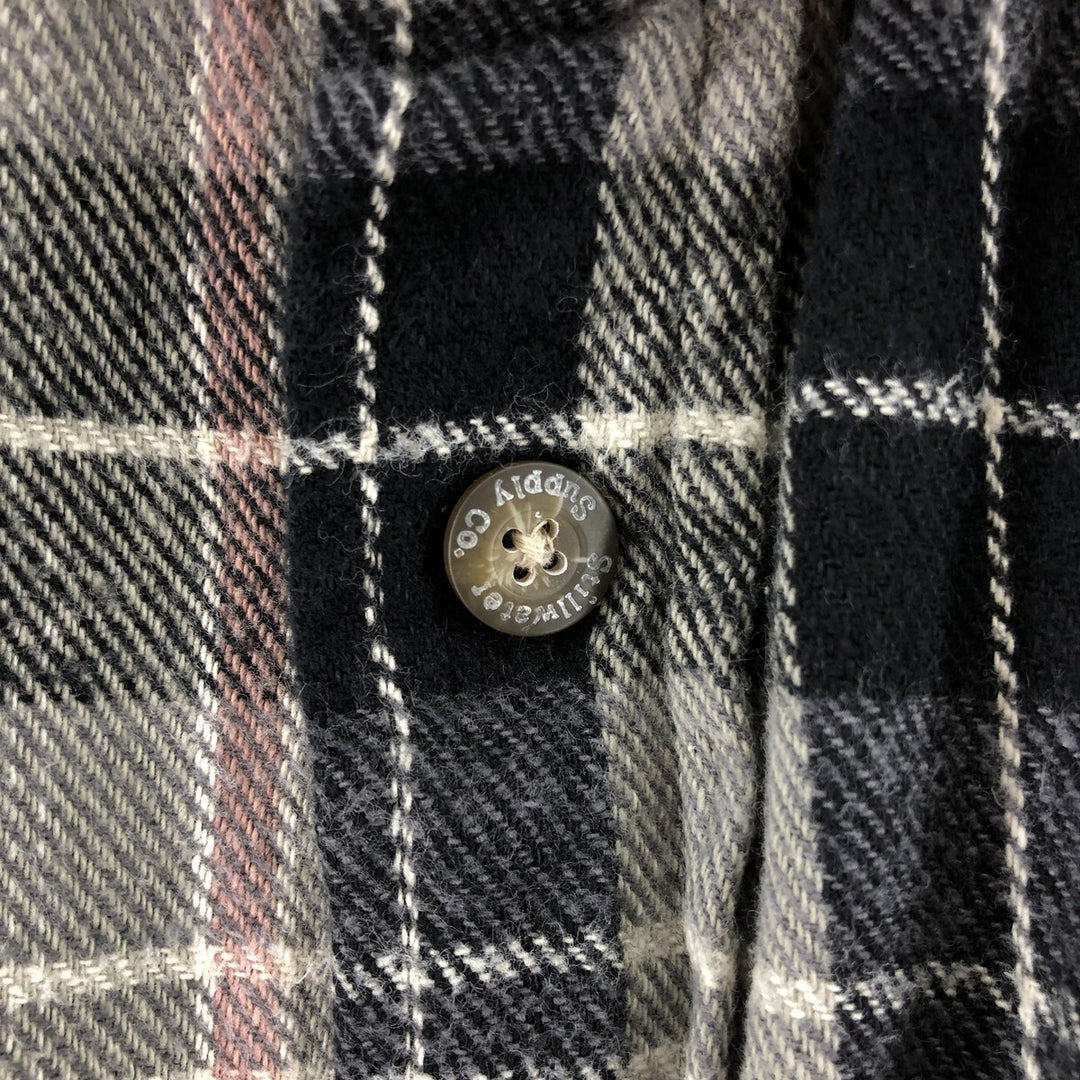 stillwater supply co. long sleeve heavy flannel check shirt men's size L cotton gray type Vintage Second Hand