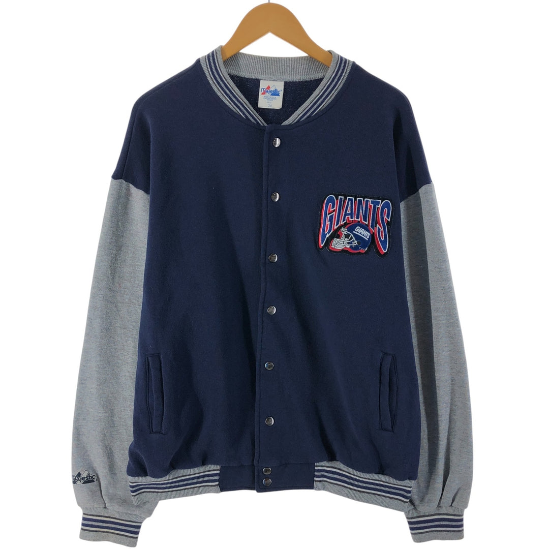 Majestic NFL New York Giants Sweatshirt Varsity Jacket Made in USA Men's XXL cotton navy blue type Vintage Second Hand