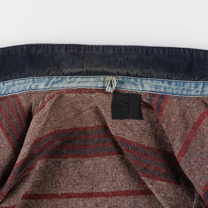 70s~ Vintage denim coveralls, men's size L unknown blue type Vintage Second Hand