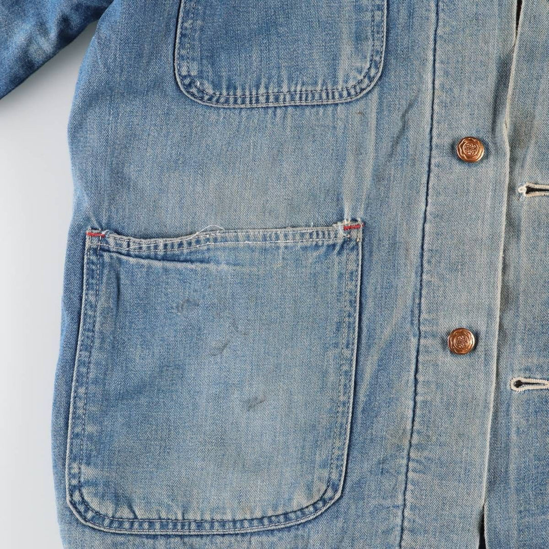 70s~ Vintage denim coveralls, men's size L unknown blue type Vintage Second Hand