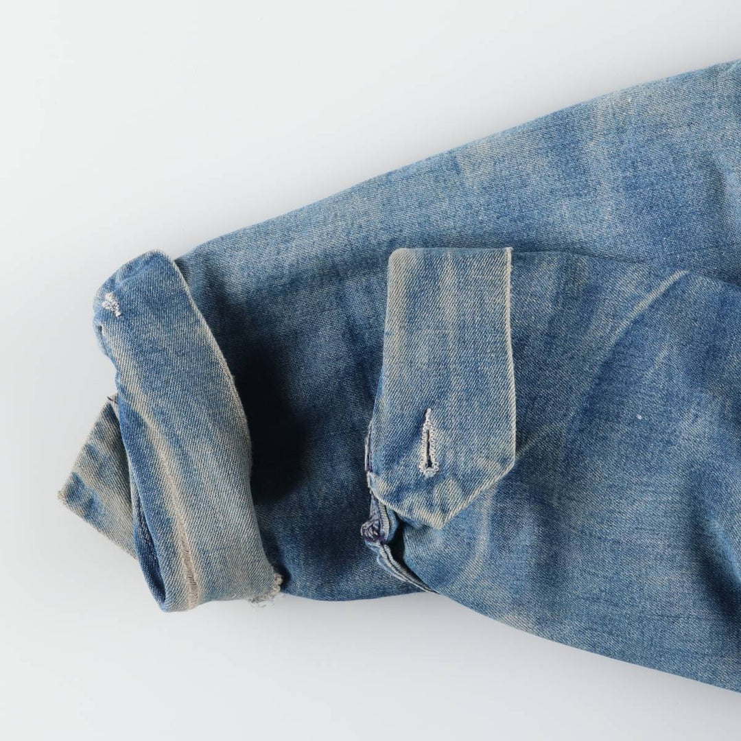 70s~ Vintage denim coveralls, men's size L unknown blue type Vintage Second Hand