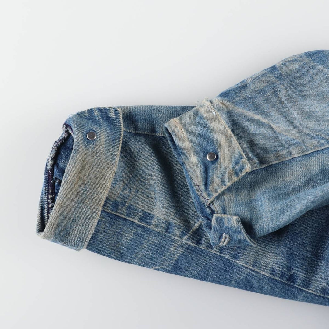 70s~ Vintage denim coveralls, men's size L unknown blue type Vintage Second Hand