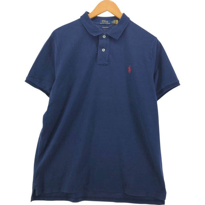 Ralph Lauren POLO RALPH LAUREN short sleeve polo shirt men's XL equivalent cotton Navy blue Vintage Second Hand