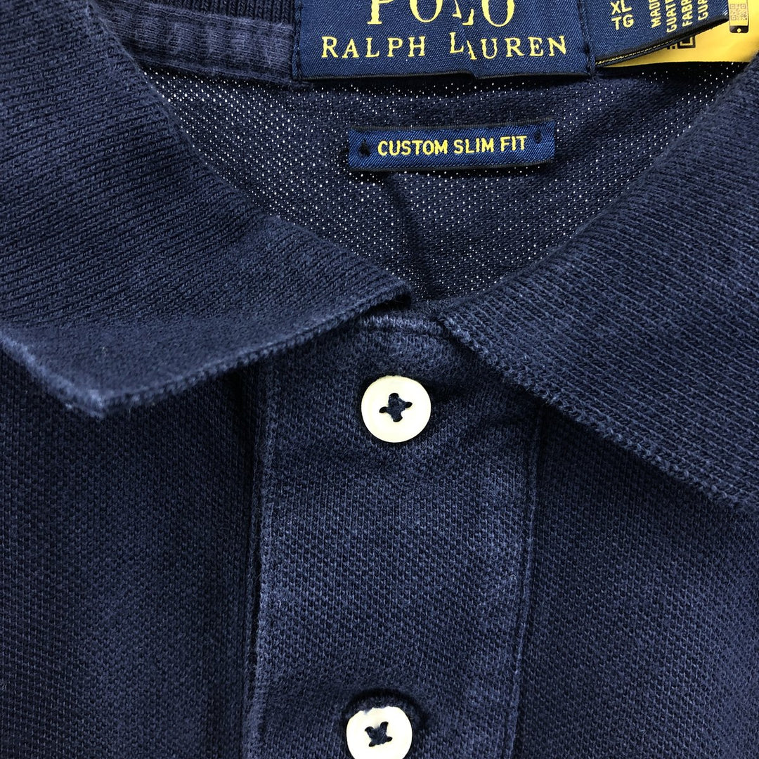 Ralph Lauren POLO RALPH LAUREN short sleeve polo shirt men's XL equivalent cotton Navy blue Vintage Second Hand