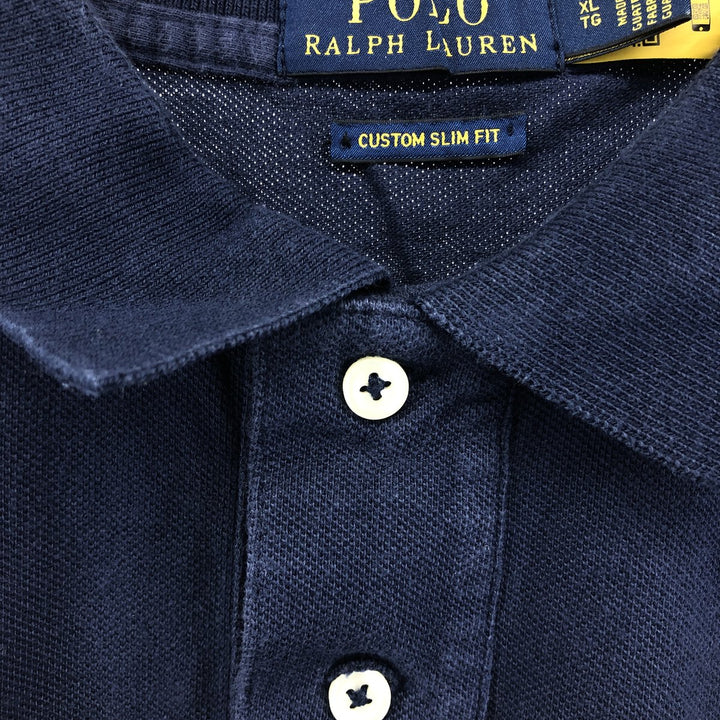 Ralph Lauren POLO RALPH LAUREN short sleeve polo shirt men's XL equivalent cotton Navy blue Vintage Second Hand