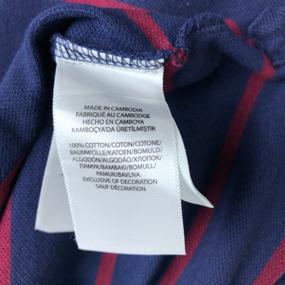Ralph Lauren POLO RALPH LAUREN CUSTOM SLIM FIT short sleeve striped polo shirt men's size L cotton navy blue type Vintage Second Hand