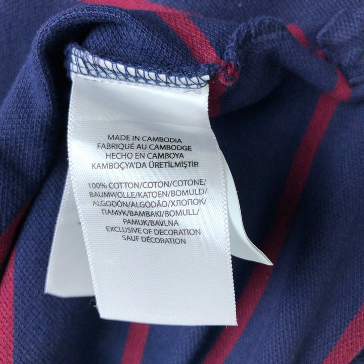 Ralph Lauren POLO RALPH LAUREN CUSTOM SLIM FIT short sleeve striped polo shirt men's size L cotton navy blue type Vintage Second Hand