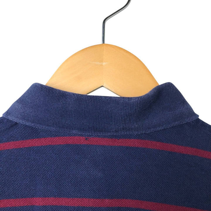 Ralph Lauren POLO RALPH LAUREN CUSTOM SLIM FIT short sleeve striped polo shirt men's size L cotton navy blue type Vintage Second Hand