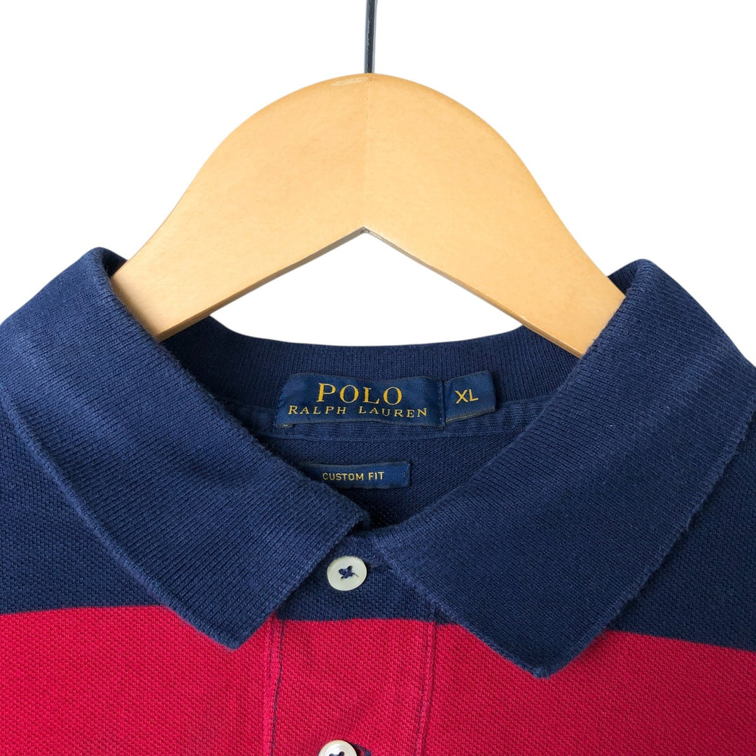 Ralph Lauren POLO RALPH LAUREN CUSTOM FIT short sleeve polo shirt men's XL equivalent cotton navy blue type Vintage Second Hand