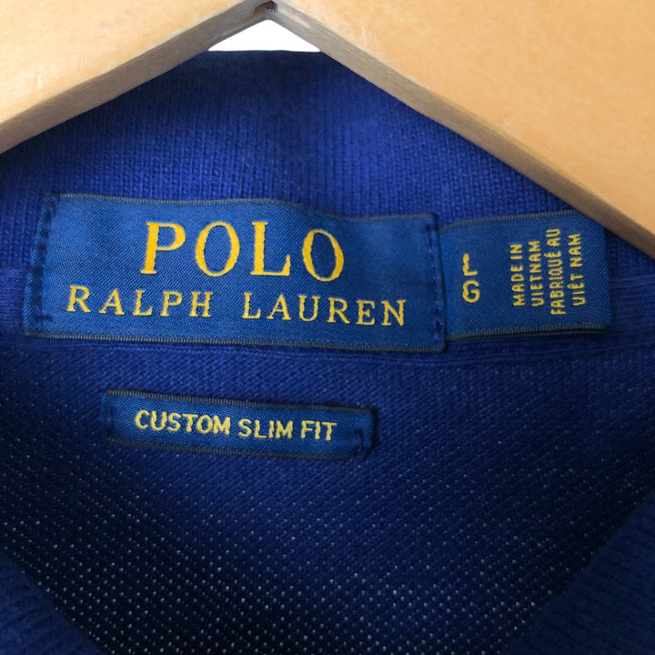 Ralph Lauren POLO RALPH LAUREN CUSTOM SLIM FIT short sleeve polo shirt, men's size L unclear Purple type blue-purple Vintage Second Hand