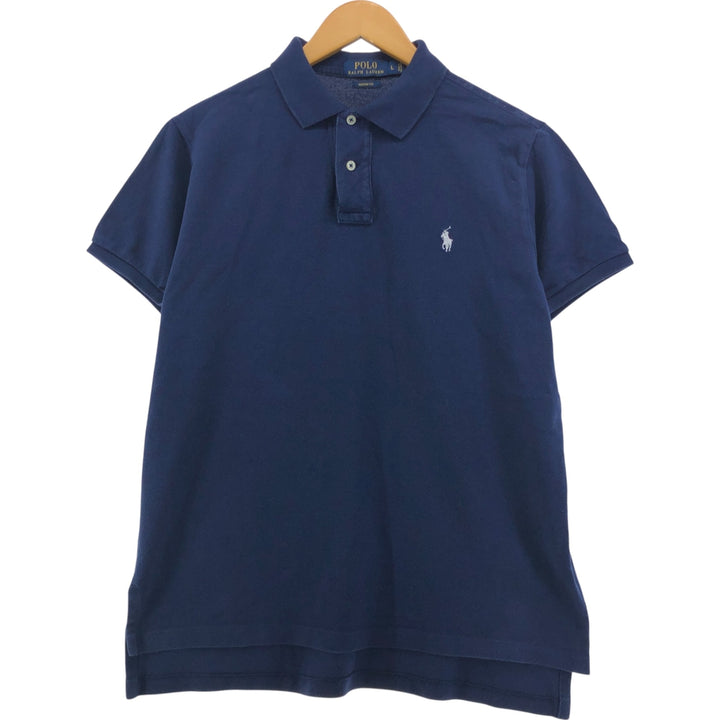 Ralph Lauren POLO RALPH LAUREN CUSTOM FIT short sleeve polo shirt men's size L cotton navy blue type Vintage Second Hand
