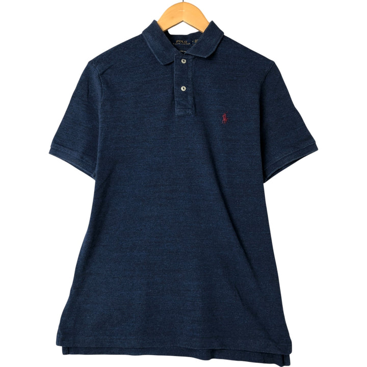 Ralph Lauren POLO RALPH LAUREN CLASSIC FIT short sleeve polo shirt, men's size M cotton navy blue type Vintage Second Hand