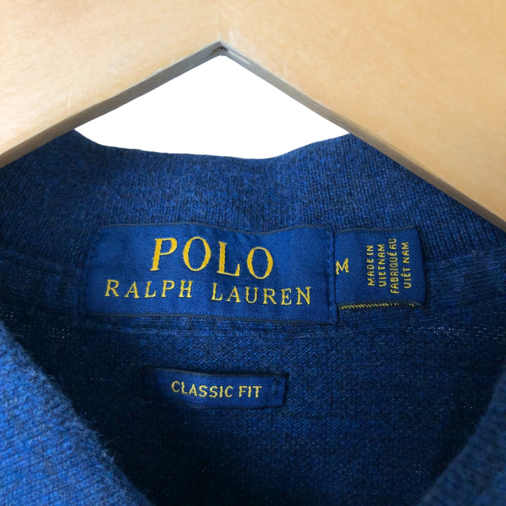 Ralph Lauren POLO RALPH LAUREN CLASSIC FIT short sleeve polo shirt, men's size M cotton navy blue type Vintage Second Hand